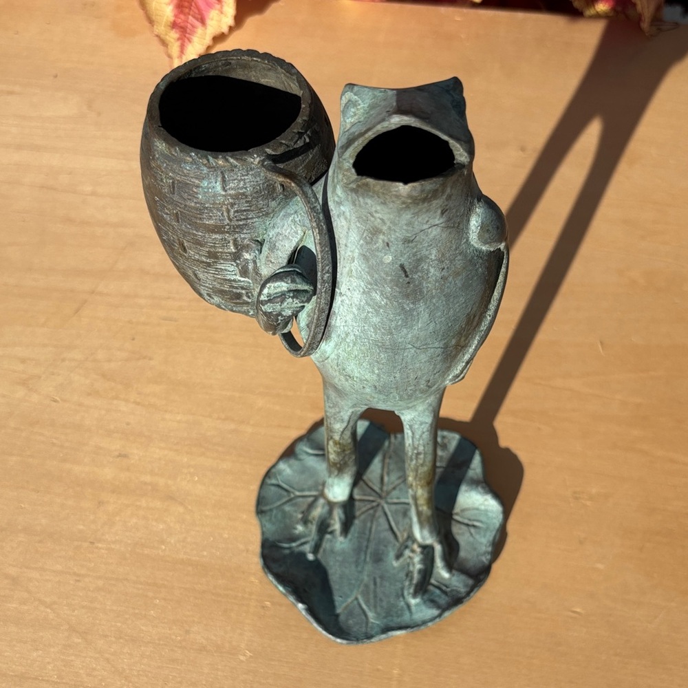 Vintage Japanese Bronze Frog Spill Holder